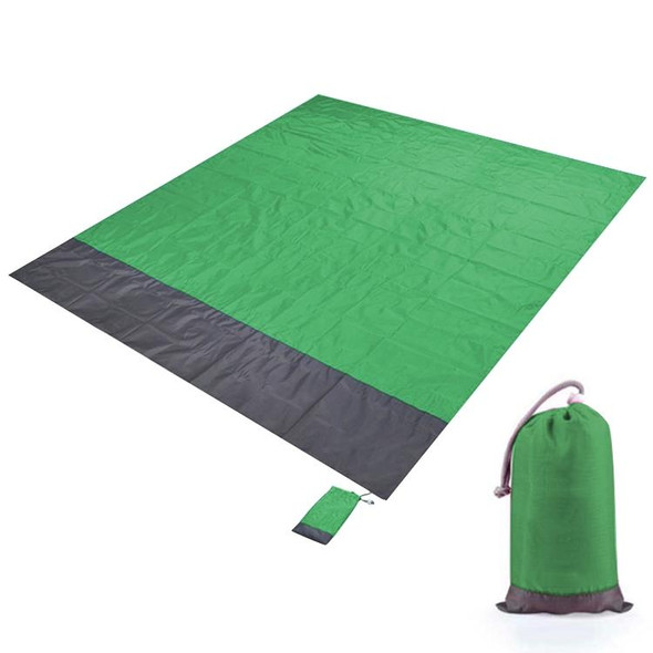 Polyester Waterproof Plaid Cloth Pocket Picnic Mat Outdoor Camping Beach Mat, Size: 2.1 x 2m(Green + Dark Gray)