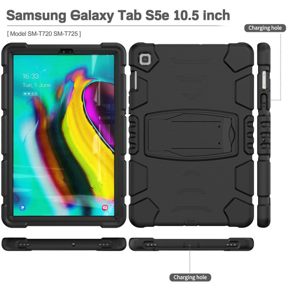 3-Layer Protection Screen Frame + PC + Silicone Shockproof Combination Case with Holder - Samsung Galaxy Tab S5e T720(Black)