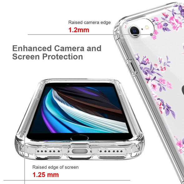 2 in 1 High Transparent Painted Shockproof PC + TPU Protective Case - iPhone 8 Plus / 7 Plus(Rose Flower)