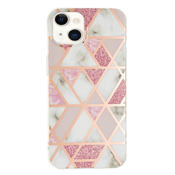 Electroplating TPU Protective Case - iPhone 13(Pink White Rhombus)