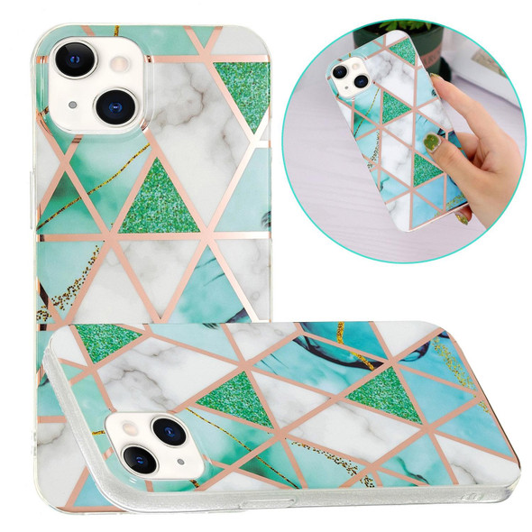 Electroplating TPU Protective Case - iPhone 13 mini(Green White Rhombus)