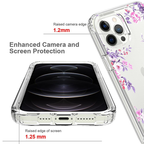 2 in 1 High Transparent Painted Shockproof PC + TPU Protective Case - iPhone 11 Pro(Rose Flower)