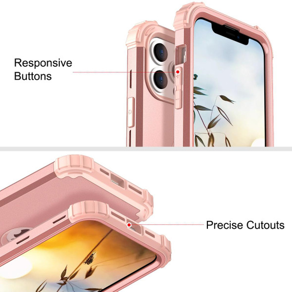 3 in 1 Shockproof PC + Silicone Protective Case - iPhone 13(Rose Gold)