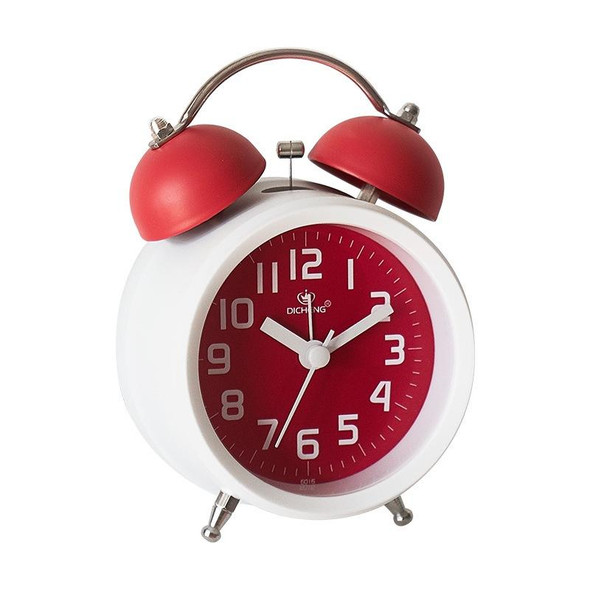 6016 Simple Bell Small Alarm Clock Students Learning Bedside Clock With Night Light(Red)