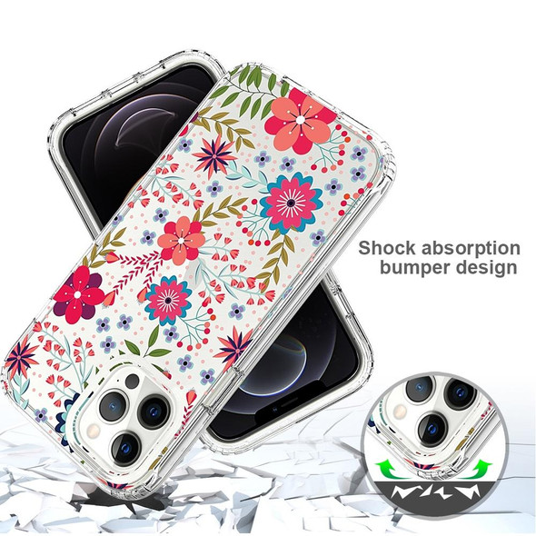 2 in 1 High Transparent Painted Shockproof PC + TPU Protective Case - iPhone 11 Pro Max(Small Floral)