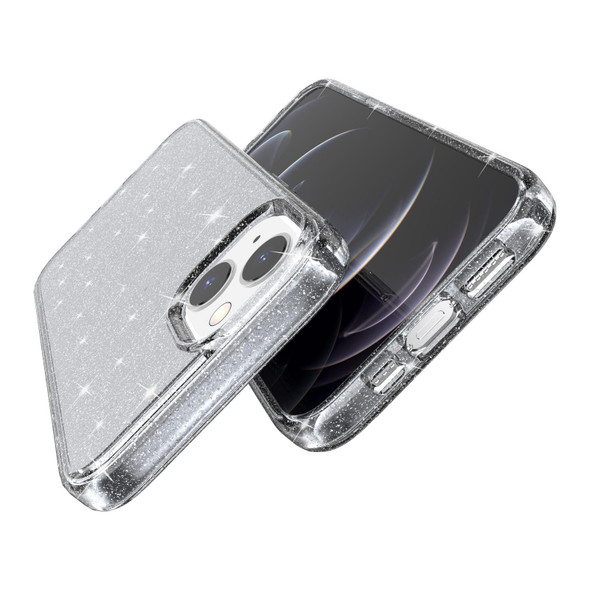 Shockproof Terminator Style Glitter Powder Protective Case - iPhone 13(Grey)