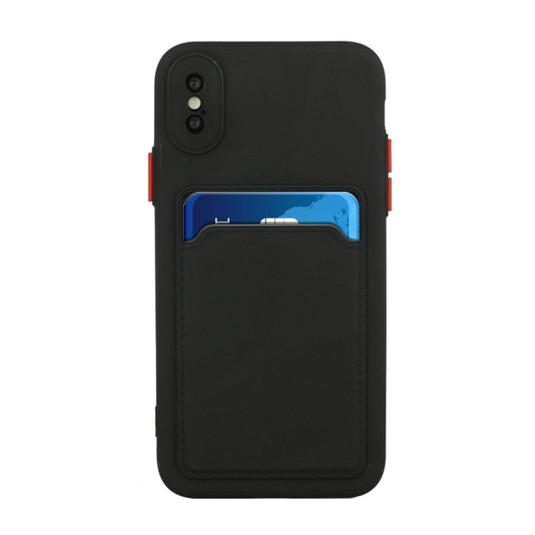 Card Slot Design Shockproof TPU Protective Case - iPhone XS Max(Black)