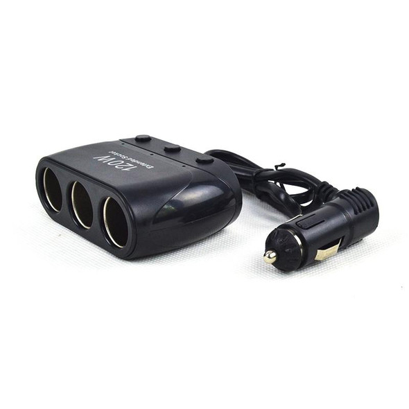 Cigarette Lighter Adapter Splitter 3 Sockets Cigarette Lighter Splitter 12V/24V Power Car Charger(Black)