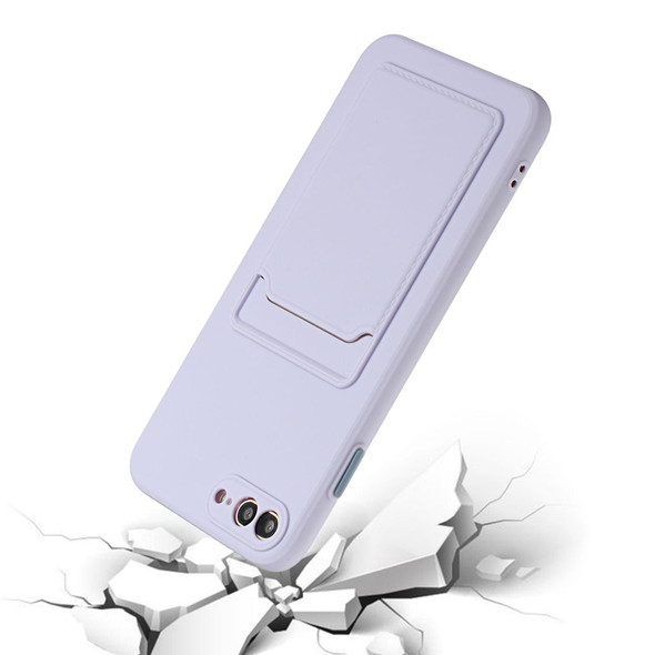 Card Slot Design Shockproof TPU Protective Case - iPhone 8 & 7(Purple)