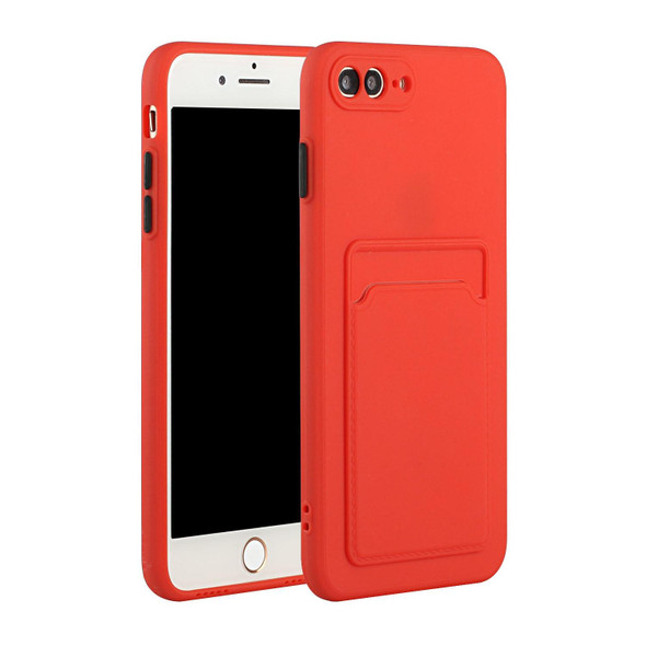 Card Slot Design Shockproof TPU Protective Case - iPhone 8 Plus & 7 Plus(Red)