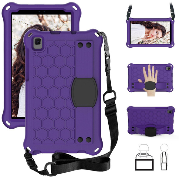 Samsung Galaxy Tab A 8.0 & S Pen (2019)P200/P205 Honeycomb Design EVA + PC Four Corner Shockproof Protective Case with Strap(Purple+Black)