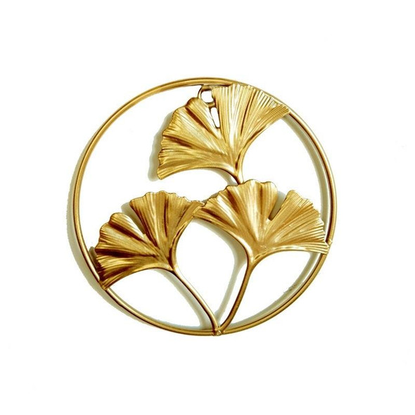 Home Living Room Iron Art Wall Hanging Gold Three-Dimensional Leaf Wall Hanging Decorative Painting(C)