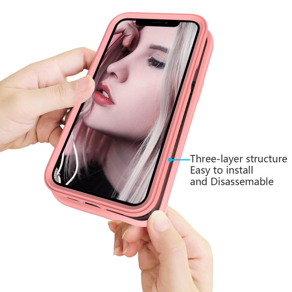 Wave Pattern 3 in 1 Silicone + PC Shockproof Protective Case - iPhone 13 Pro Max(Rose Gold)