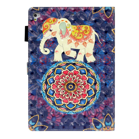 3D Embossing Pattern Leatherette Tablet Case - iPad 10.2 2021 A2602(Elephant)