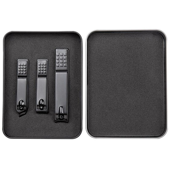 2 PCS 3 in 1 Black Color Titanium Nail Shear Set Exfoliating Manicure Tool, Style:Black (Iron Box)