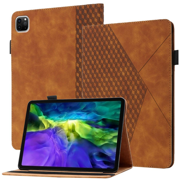 Rhombus Skin Feel Horizontal Flip Tablet Leather Tablet Case with Card Slots & Holder & Sleep / Wake-up Function - iPad Pro 11 2021 / 2020 / 2018(Brown)