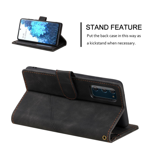 Samsung Galaxy S20 FE Skin Feel Business Horizontal Flip PU Leather Case with Holder & Multi-Card Slots & Wallet & Lanyard & Photo Frame(Black)