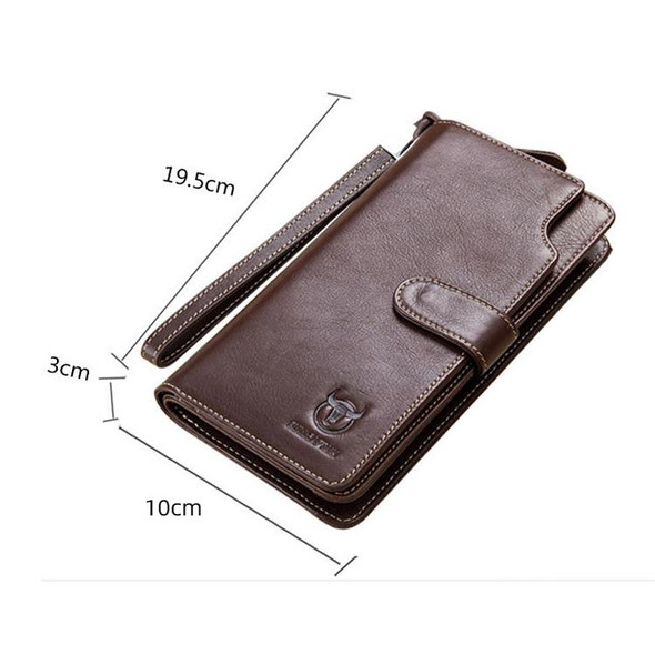 BULL CAPTAIN 028 Man Leatherette Long Buckle Wallet Retro Cowhide Multi-Function Wallet(Brown)