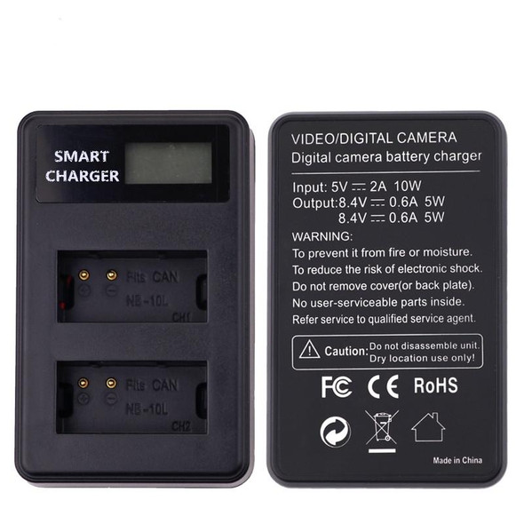 Canon NB-10L Battery Smart LCD Display USB Dual-Channel Charger