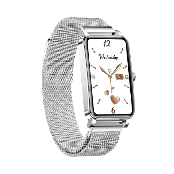 ZX19 1.45 inch HD Screen Bluetooth 5.0 IP68 Waterproof Women Smart Watch, Support Sleep Monitor / Menstrual Cycle Reminder / Heart Rate Monitor / Blood Oxygen Monitoring, Style: Milanese Strap(Silver