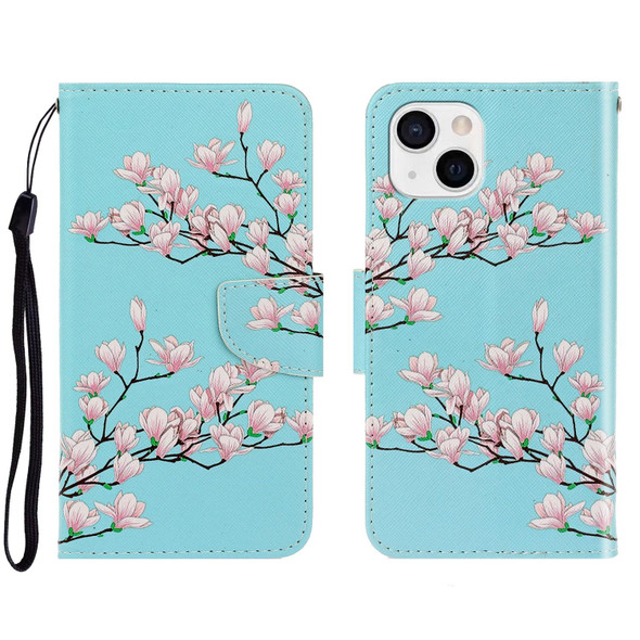 3D Colored Drawing Horizontal Flip Leatherette Phone Case - iPhone 13(Magnolia)