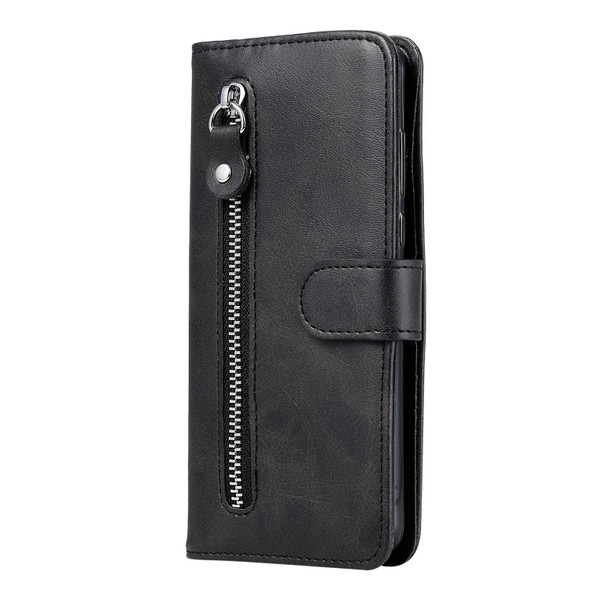 Motorola Moto G9 Plus Fashion Calf Texture Zipper Horizontal Flip Leather Case with Holder & Card Slots & Wallet(Black)