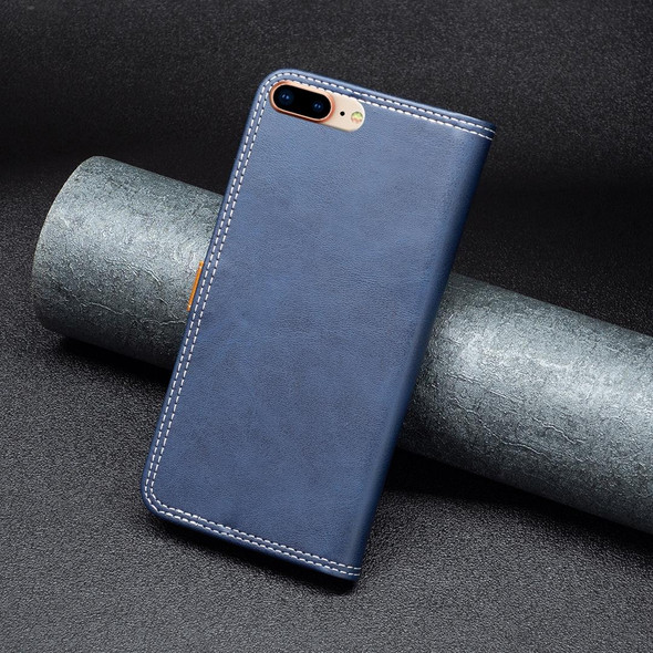 Color Matching Double Sewing Thread Leatherette Case - iPhone 7 Plus / 8 Plus(Blue)