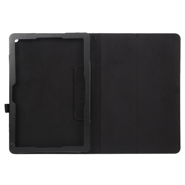 Amazon Fire HD 10 2021 Litchi Texture Solid Color Horizontal Flip Leatherette Case with Holder & Pen Slot(Black)