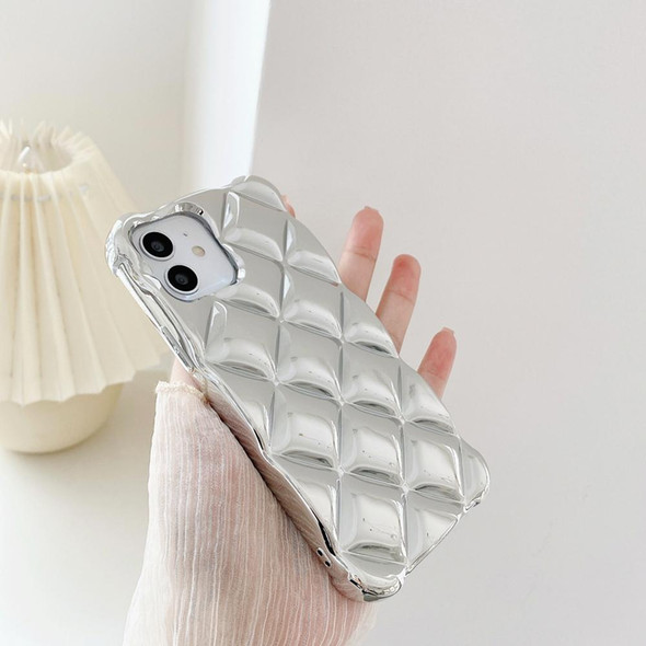 Elegant Rhombic Texture Electroplated TPU Phone Case - iPhone 12 Pro Max(Silver)