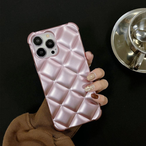 Elegant Rhombic Texture TPU Phone Case - iPhone 13 Pro(Pink)