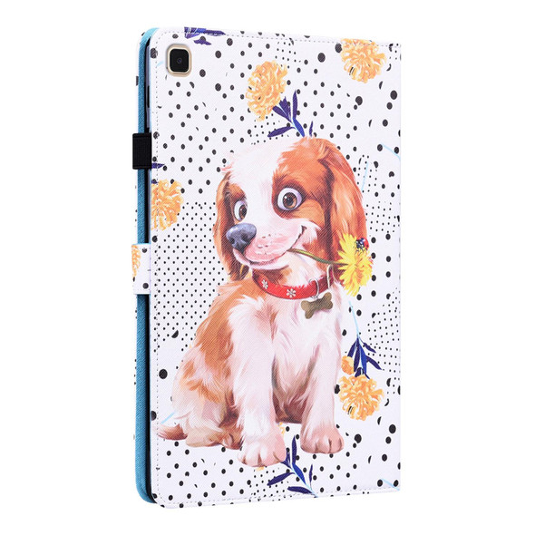 Samsung Galaxy Tab S6 Lite SM-P610 / SM-P615 Animal Pattern Horizontal Flip Leather Case with Holder & Card Slots & Photo Frame & Sleep / Wake-up Function(Little Flower dog)