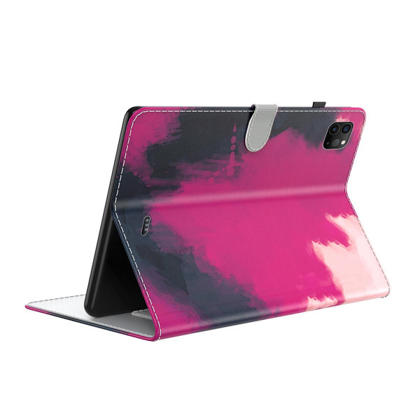 Watercolor Pattern Skin Feel Magnetic Horizontal Flip PU Leather Tablet Case with Holder & Card Slots & Photo Frame & Sleep / Wake-up Function - iPad Pro 12.9 2021 / 2020(Berry)