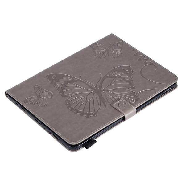 Pressed Printing Butterfly Pattern Horizontal Flip Leather Case with Holder & Card Slots & Wallet & Sleep / Wake-up Function - iPad Air 2022 / 2020 10.9 /iPad Pro 11 2020 / 2018(Grey)