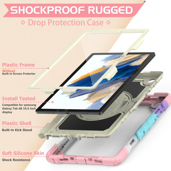 Samsung Galaxy Tab A8 10.5 2021 Shockproof Beige Silicone + PC Tablet Protective Case(Camouflage Pink)