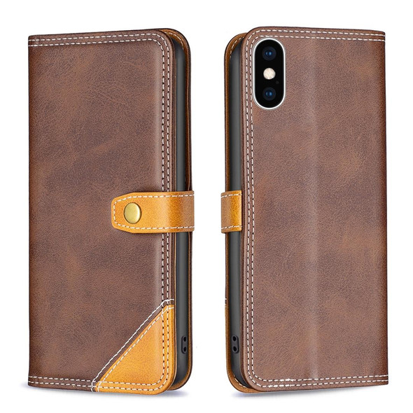 Color Matching Double Sewing Thread Leatherette Case - iPhone XS Max(Brown)