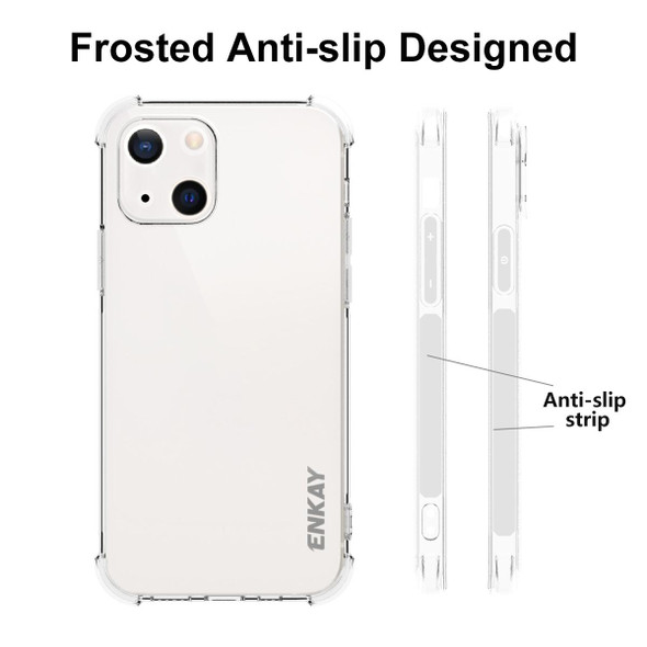 Hat-Prince ENKAY Clear TPU Shockproof Soft Case Drop Protection Cover + Full Coverage Tempered Glass Protector Film - iPhone 13