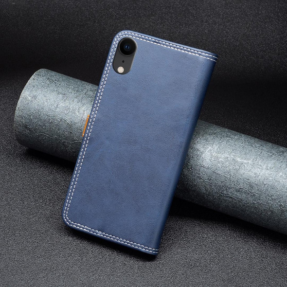 Color Matching Double Sewing Thread Leatherette Case - iPhone XR(Blue)