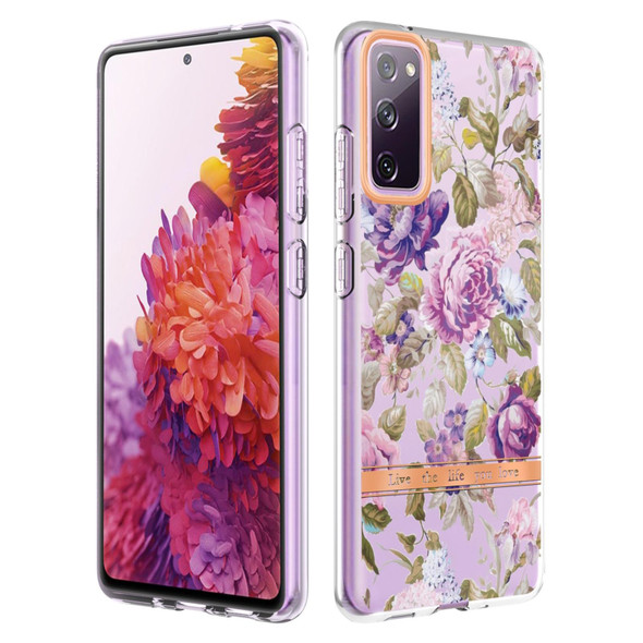 Samsung Galaxy S20 FE 4G / 5G Flowers and Plants Series IMD TPU Phone Case(Purple Peony)