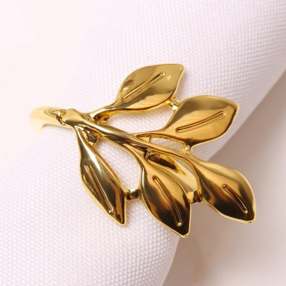 6 PCS Electroplating Leaf Shape Napkin Buckle Wedding Hotel Napkin Ring(Gold)