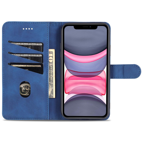 AZNS Skin Feel Calf Texture Horizontal Flip Leatherette Case with Card Slots & Holder & Wallet - iPhone 11(Blue)