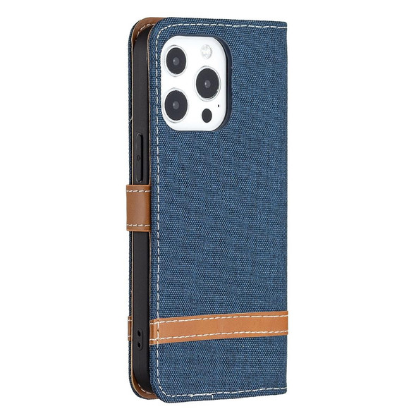 Color Matching Denim Texture Horizontal Flip Leatherette Case with Holder & Card Slots & Wallet & Lanyard - iPhone 13 mini(Dark Blue)