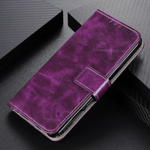 Retro Crazy Horse Texture Horizontal Flip Leather Case with Holder & Card Slots & Photo Frame & Wallet - iPhone 13 Pro(Purple)