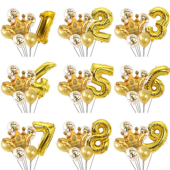 2 PCS Birthday Baby Children Golden Crown Aluminum Film Number Balloon Set Wedding Scene Decoration(Number 1 )