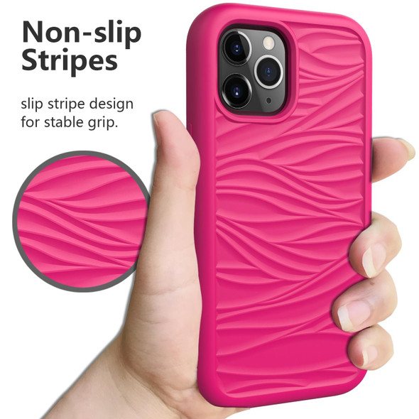 Wave Pattern 3 in 1 Silicone + PC Shockproof Protective Case - iPhone 13 Pro(Hot Pink)