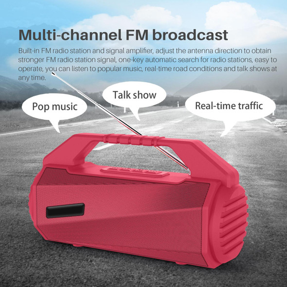 NewRixing NR-4025FM Outdoor Splash-proof Water Portable Bluetooth Speaker, Support Hands-free Call / TF Card / FM / U Disk(Red)