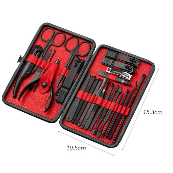 25 PCS / Set Nail Clippers Home Pedicure And Nail Care Tools, Color Classification: Black Red