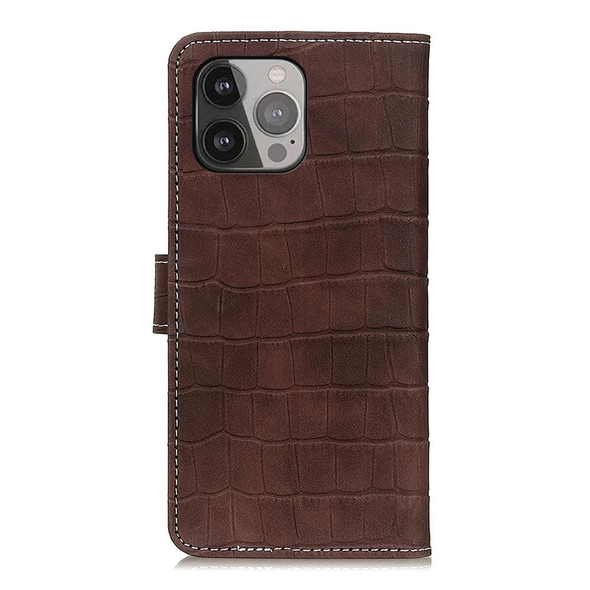 Crocodile Texture Horizontal Flip Leatherette Case with Holder & Card Slots & Wallet - iPhone 13 Pro Max(Brown)