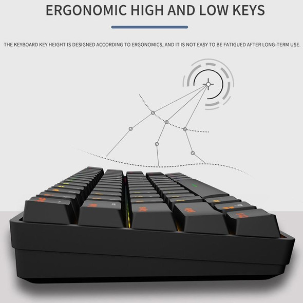 LEAVEN K28 61 Keys Gaming Office Computer RGB Wireless Bluetooth + Wired Dual Mode Mechanical Keyboard, Cabel Length:1.5m, Colour: Green Axis (Black)