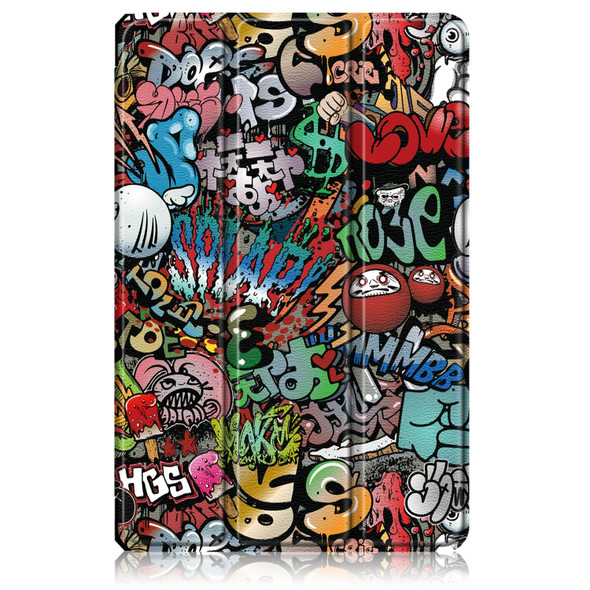 Lenovo Tab P11 Pro TB-J716F /J706F Painted Pattern PU + TPU Horizontal Flip Leather Case with Three-folding Holder & Wake-up / Sleep Function(Graffiti)