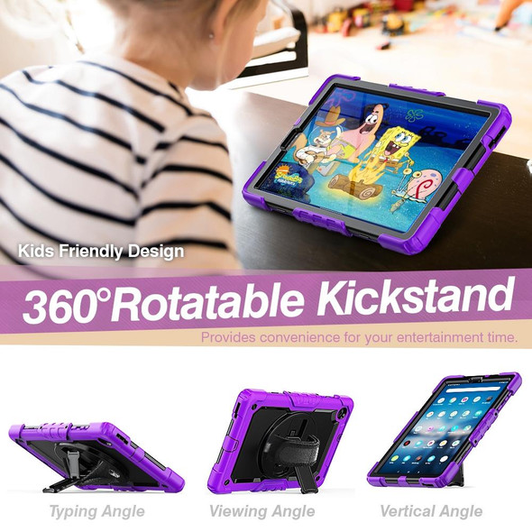 Lenovo Tab M10 FHD Plus Shockproof Colorful Silicone + PC Protective Case with Holder & Shoulder Strap & Hand Strap(Purple)